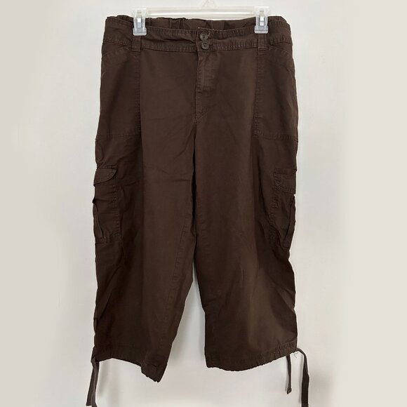 DUO Maternity Cargo Capri - Brown Size Large - Picture 1 of 3